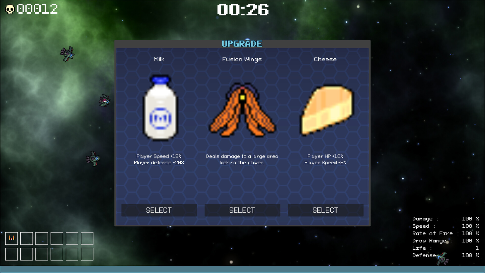 玩家需要在隕石帶中穿梭並尋找升級機會