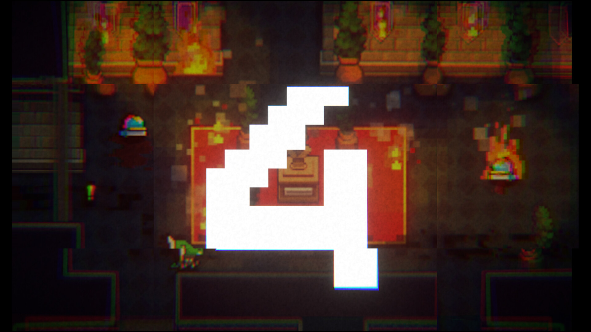 主角站在一個充滿科技感的房間中。