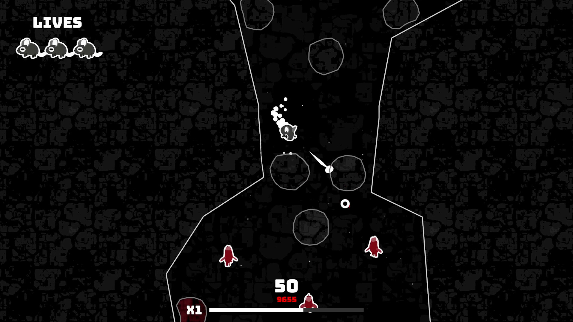 玩家在充滿岩石和敵人的環境中向下挖掘。