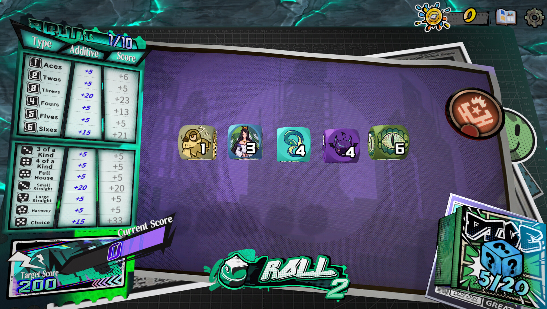 遊戲中,玩家需要策略性地放置骰子以獲得高分。