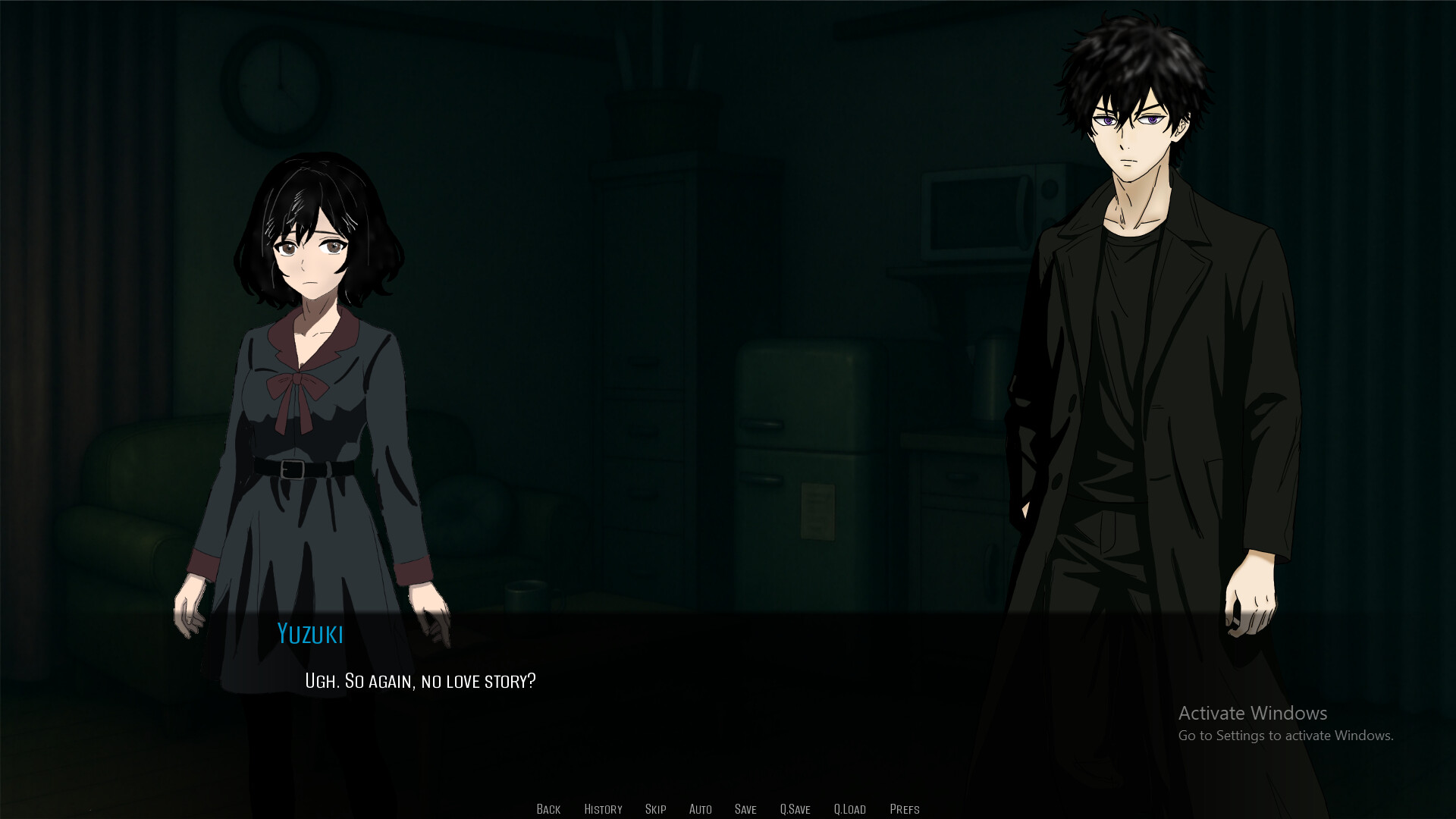 遊戲場景，角色們在校園中對話