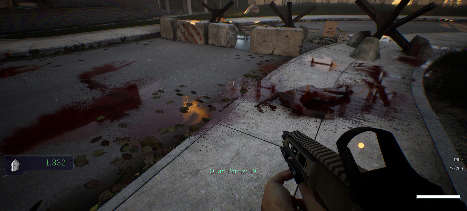 在陰暗的場景中面對恐怖敵人