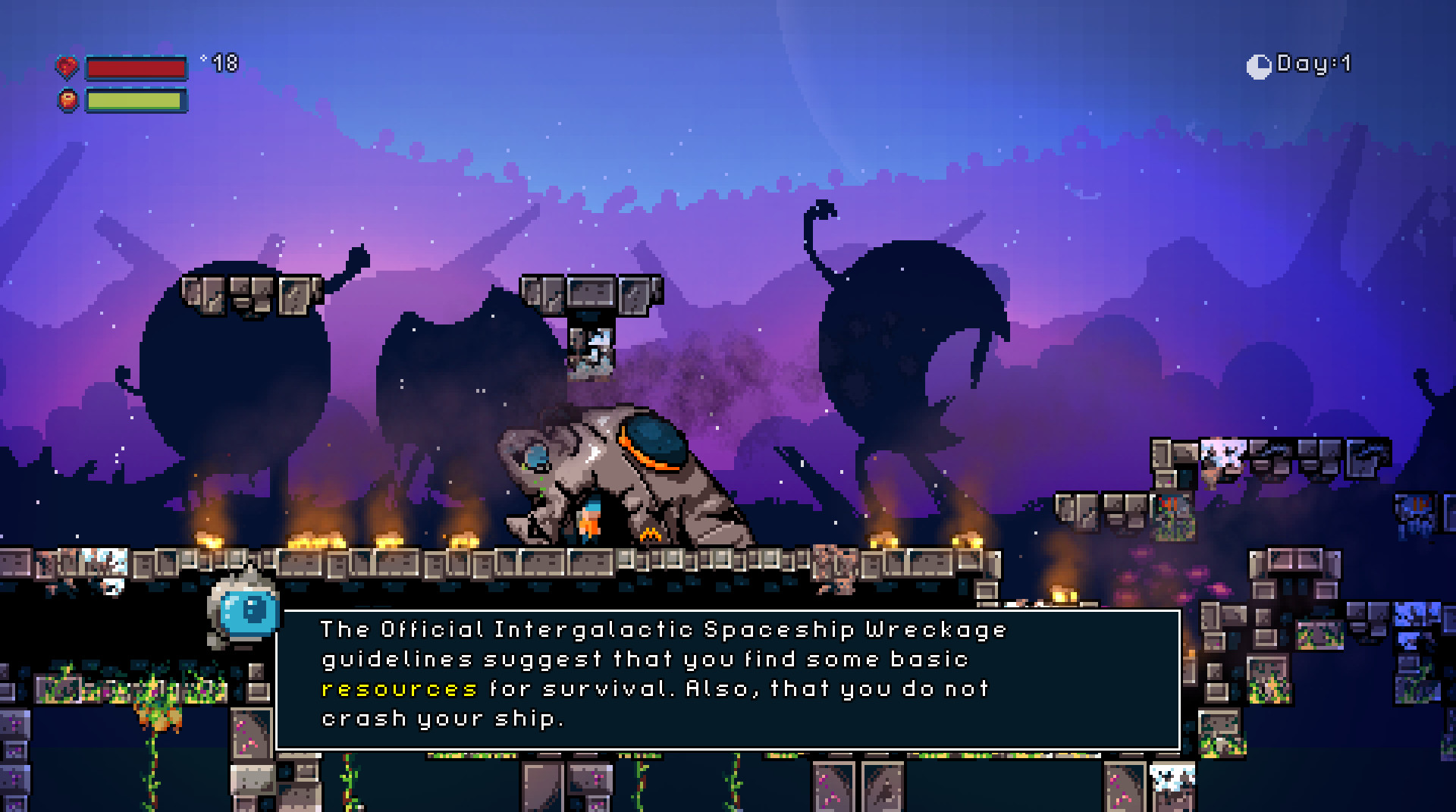 玩家與漂浮機器人 PDB 一同探索外星遺跡