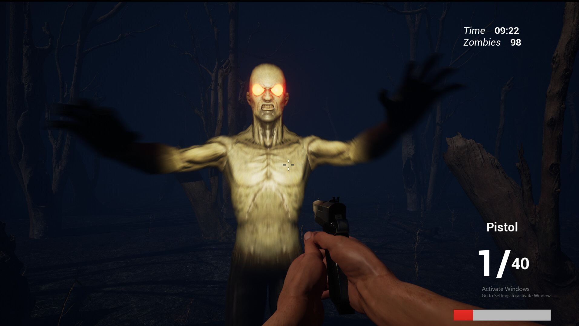 玩家使用不同武器對抗殭屍