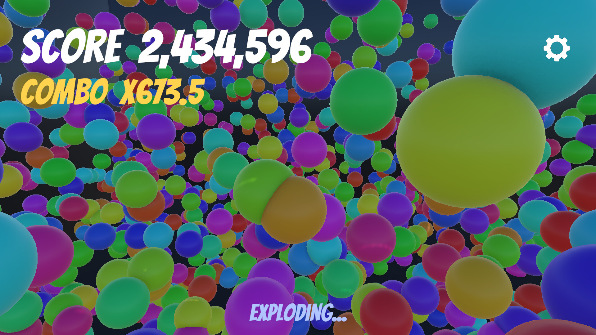 使用炸彈引爆彩球的瞬間