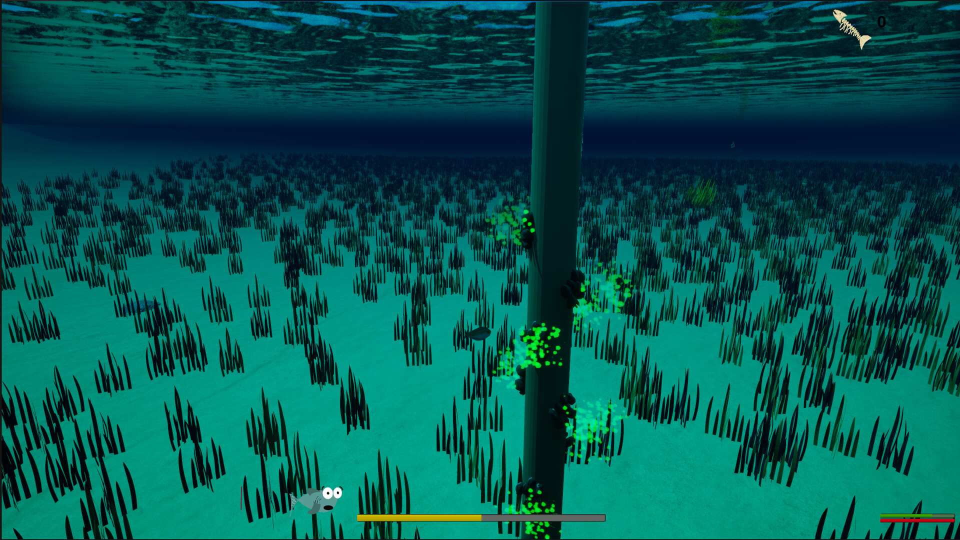 兩條魚在沉船殘骸附近對峙。