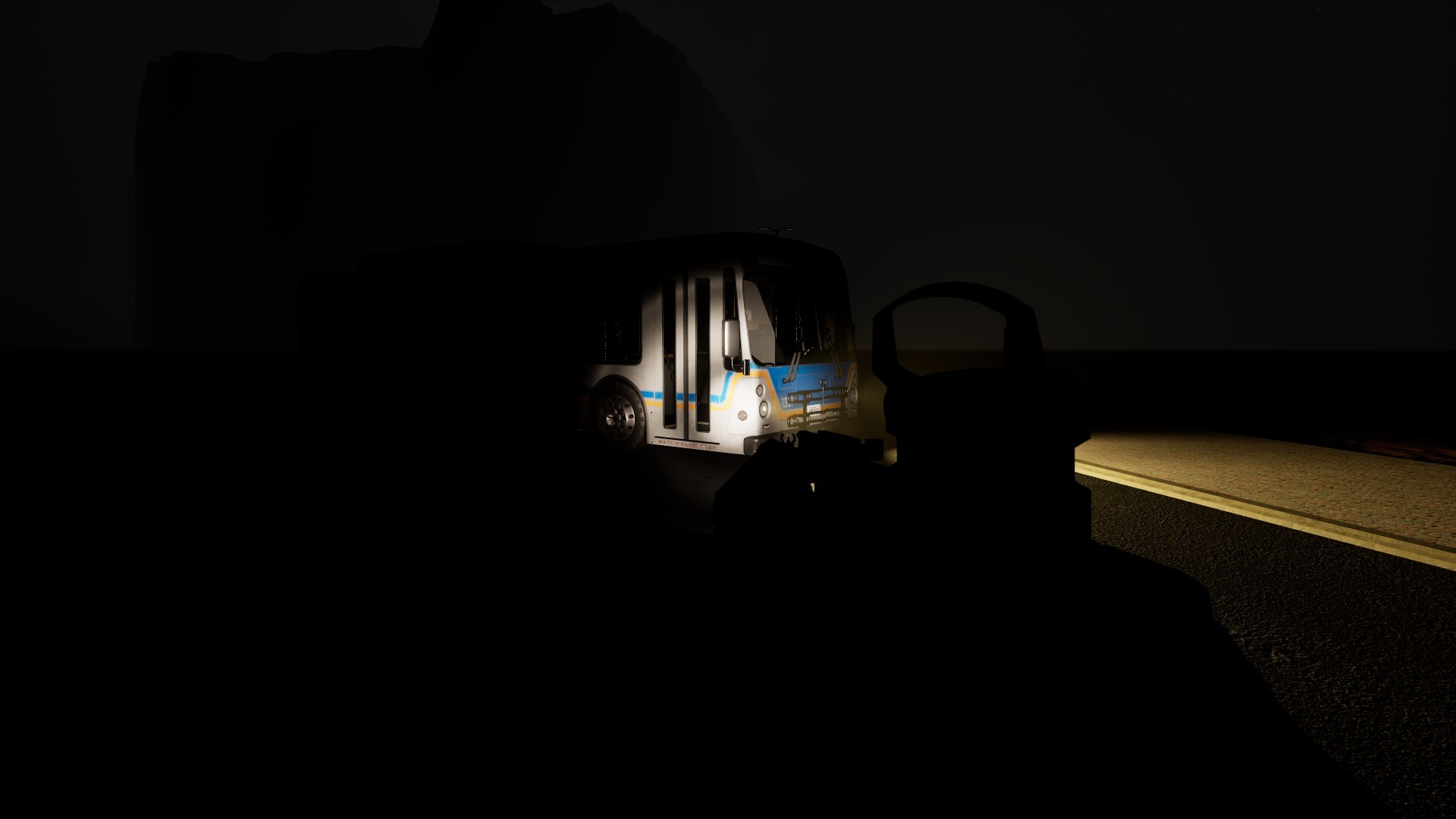 玩家使用手電筒在漆黑的室內搜索