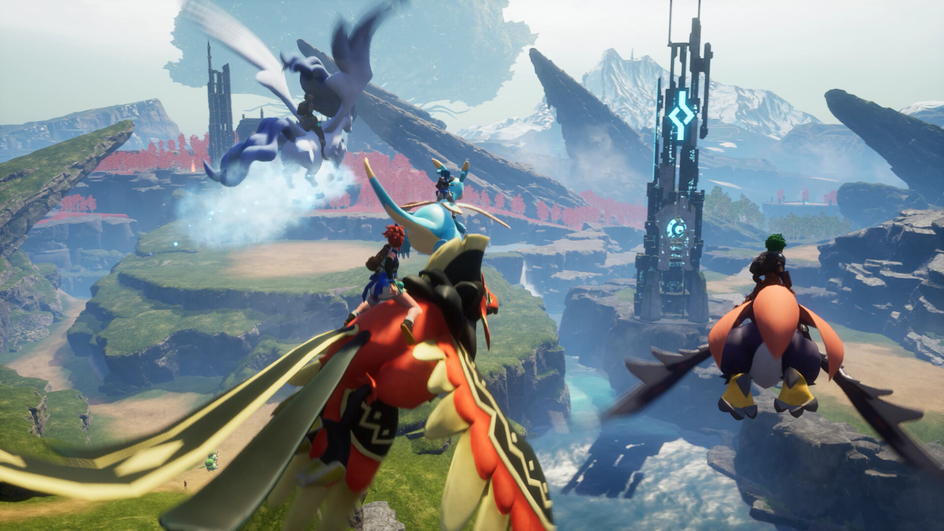 玩家騎乘帕魯在廣大的世界中探索