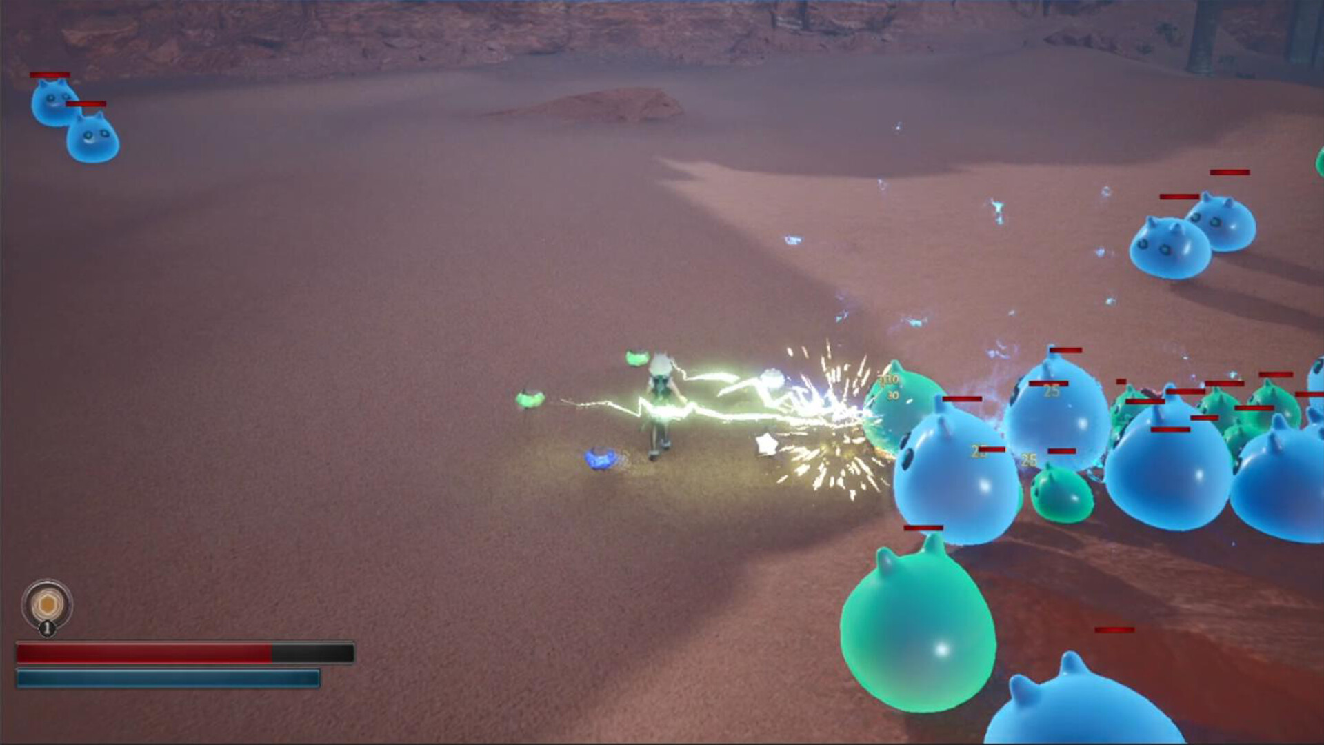 主角在戰場中靈活移動，準備發動攻擊