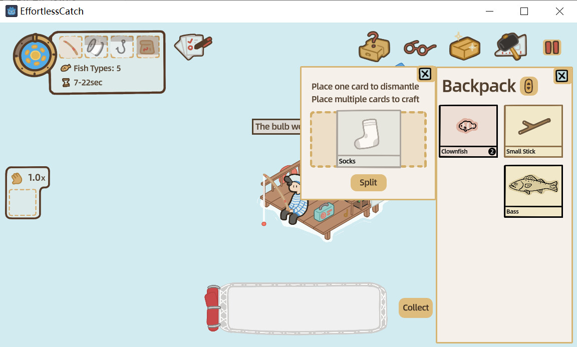 遊戲中的釣魚場景，畫面風格輕鬆愜意