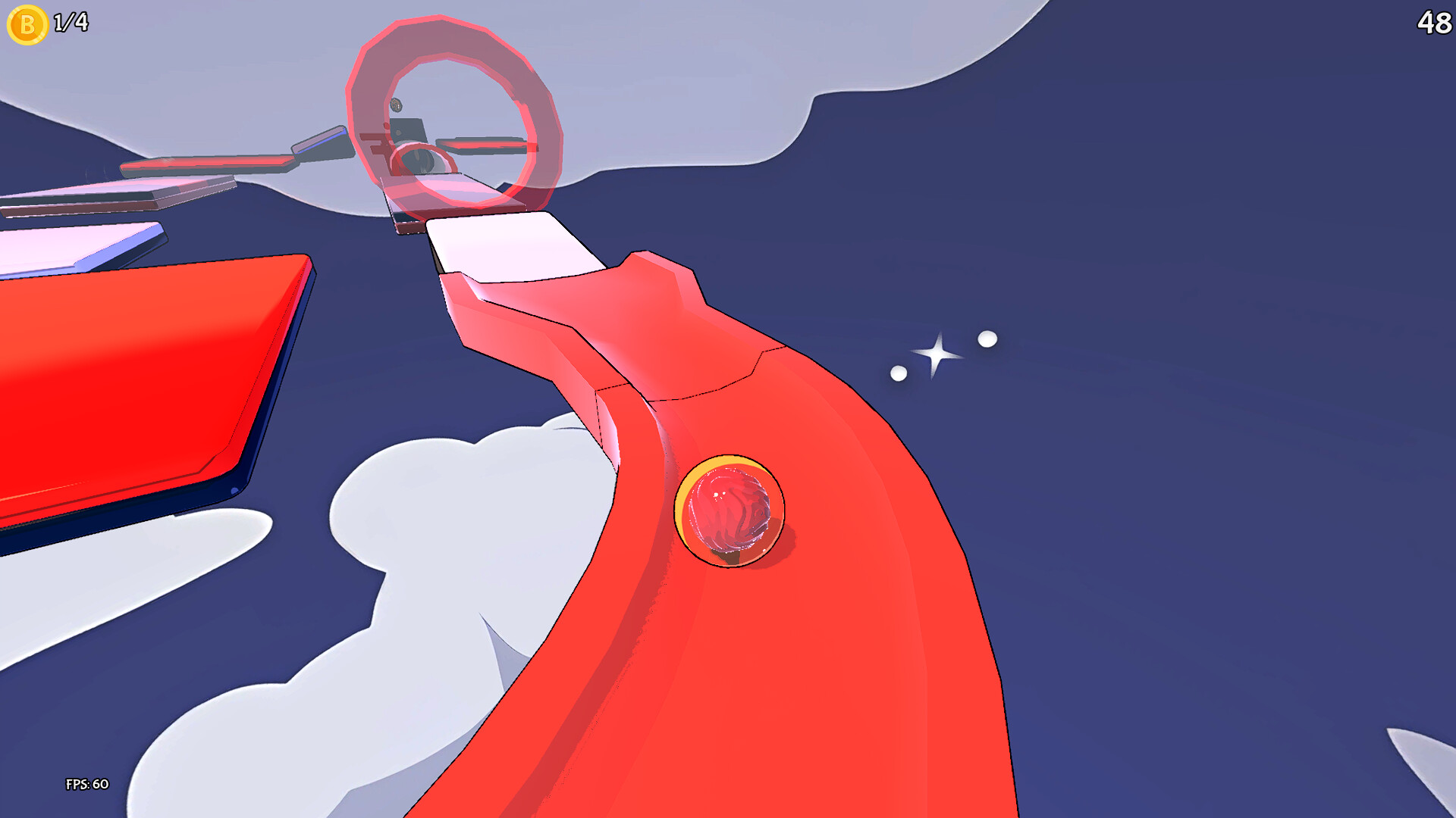 遊戲中的一個檢查點，圓球成功抵達終點