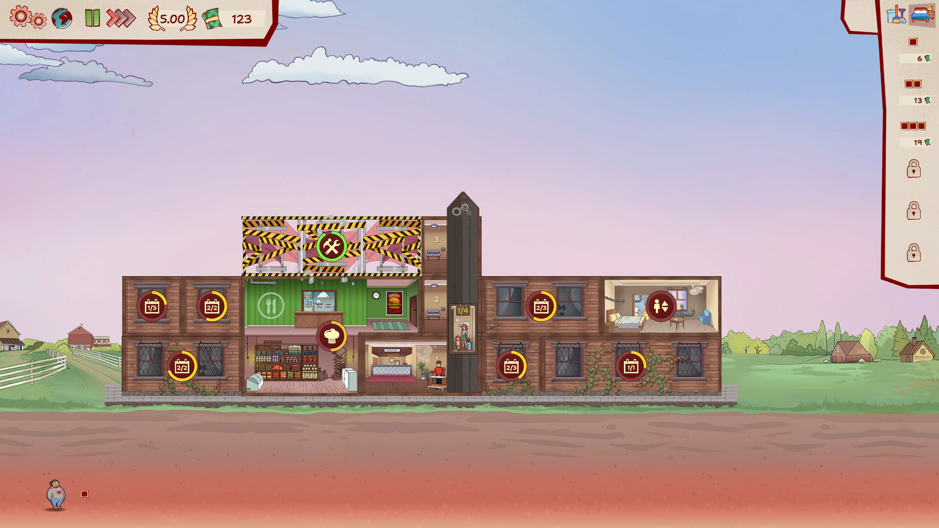 遊戲中,玩家需要在建築內擺放各種不同形狀的客房,類似益智拼圖。