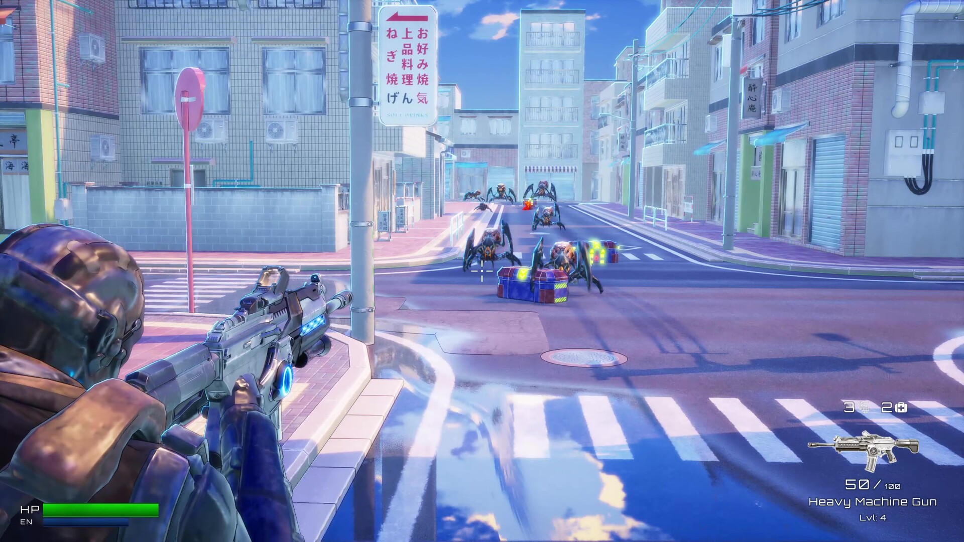 玩家角色手持武器,準備與敵人展開激烈交火