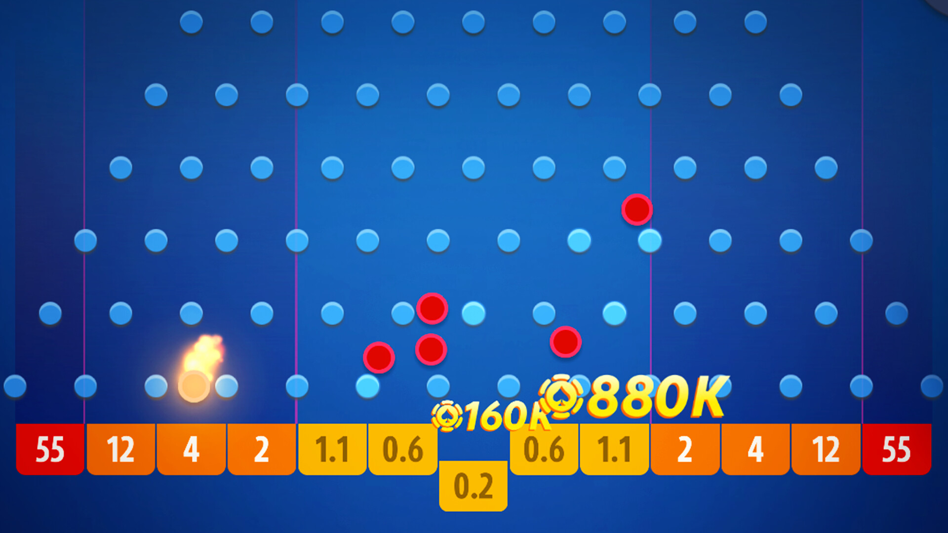 遊戲中選擇風險等級的介面，分為低、中、高三個等級