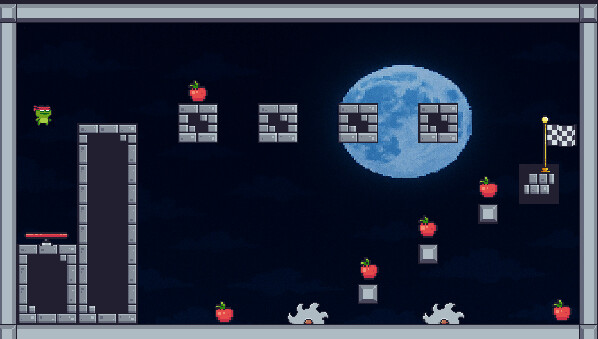 遊戲畫面截圖，展現了遊戲的像素藝術風格與平台設計。