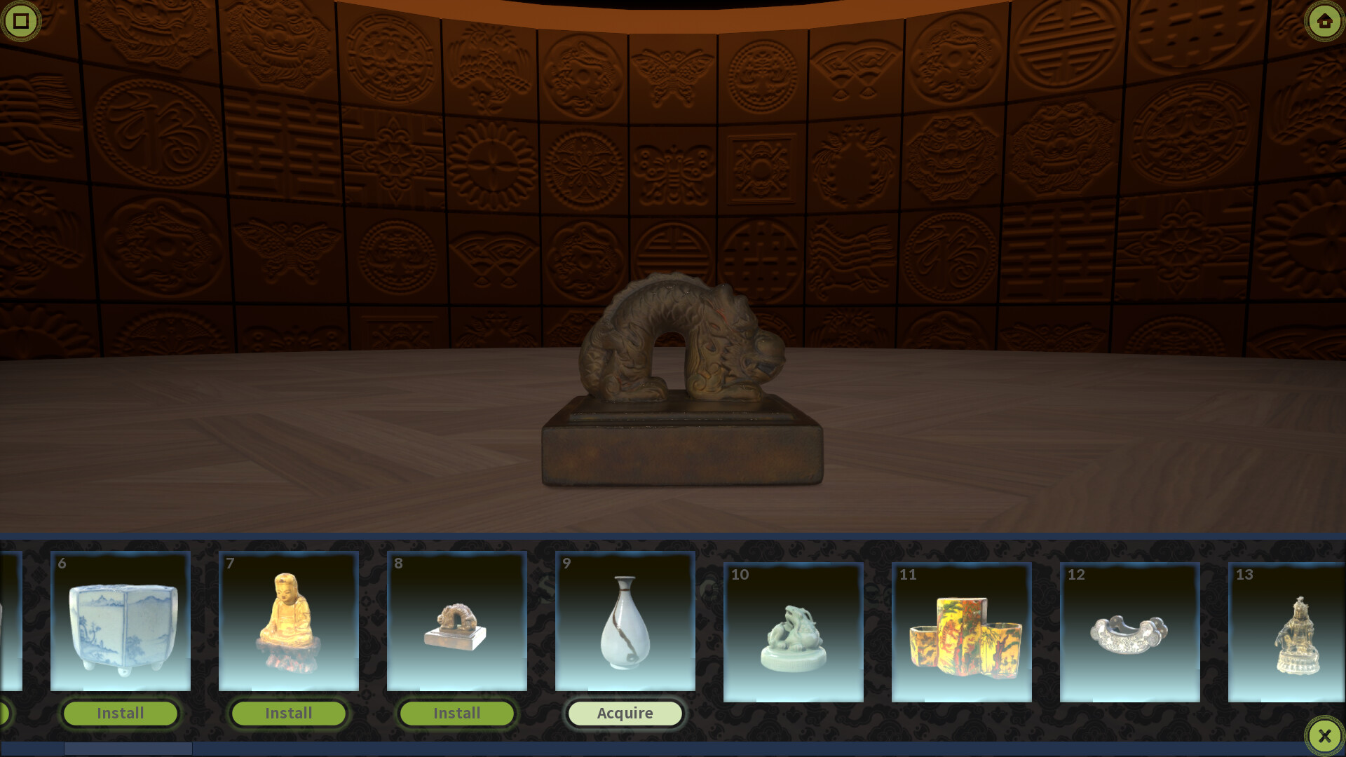 遊戲中的關卡選擇畫面，以韓國地圖或展廳形式呈現。