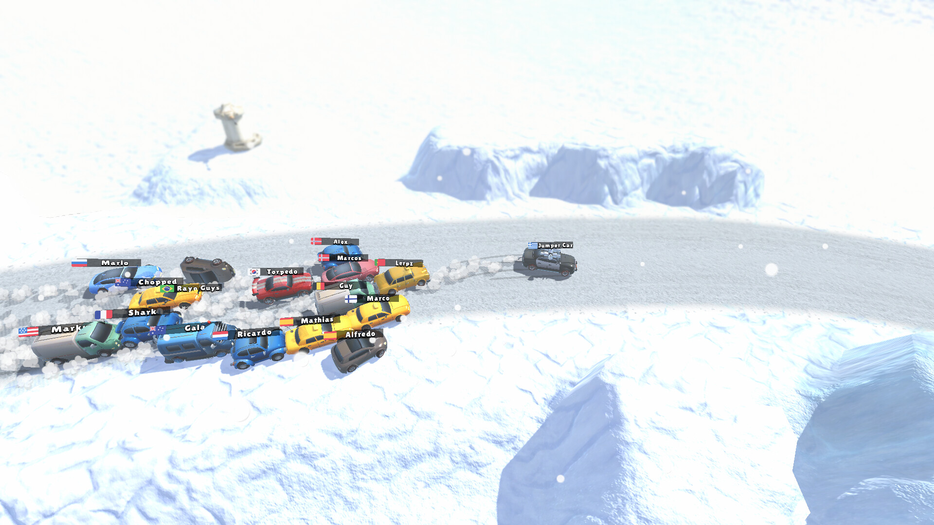 在賽道上激烈追逐的畫面