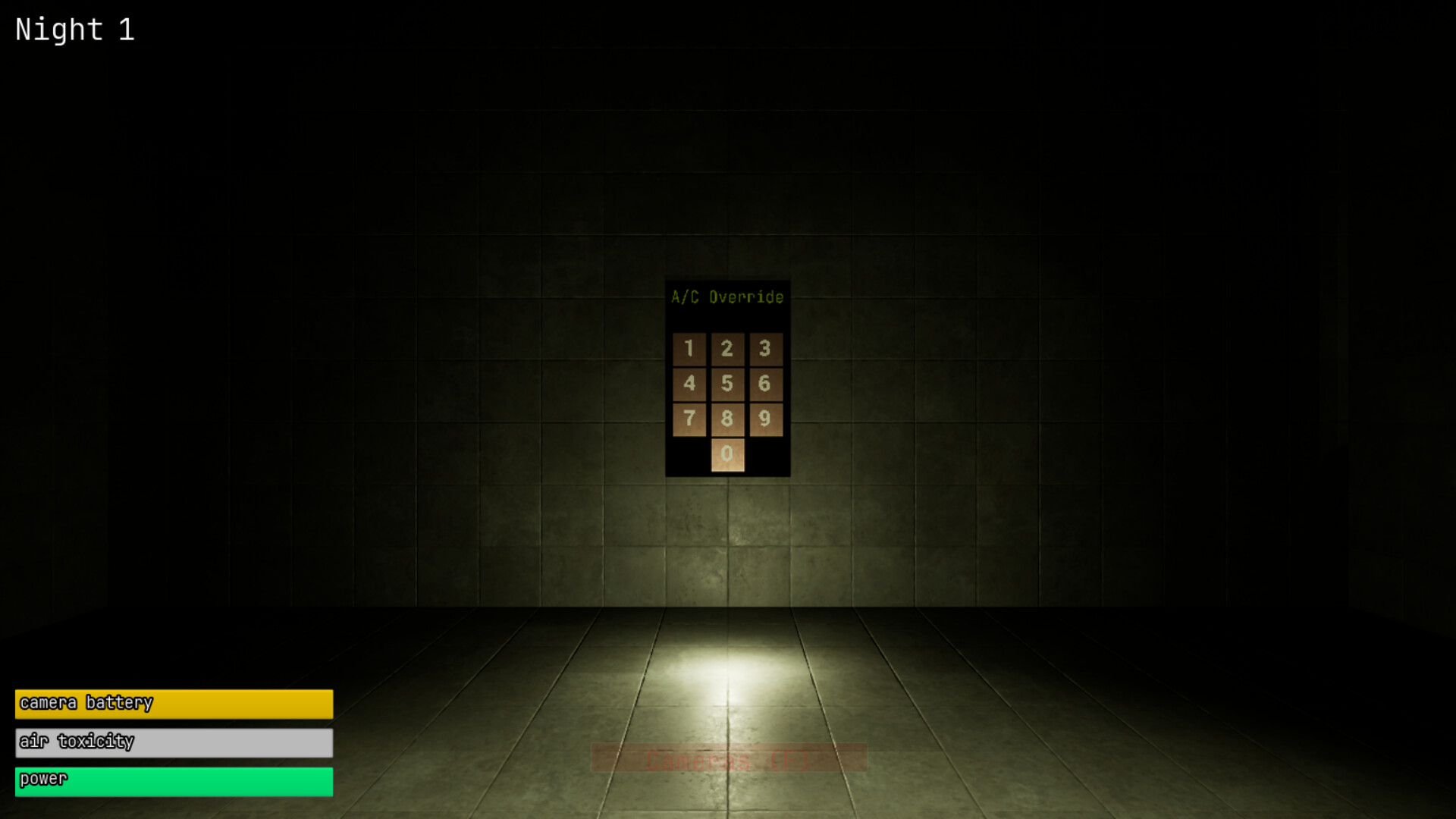 遊戲中一個光線昏暗的場景，前方似乎有未知的危險