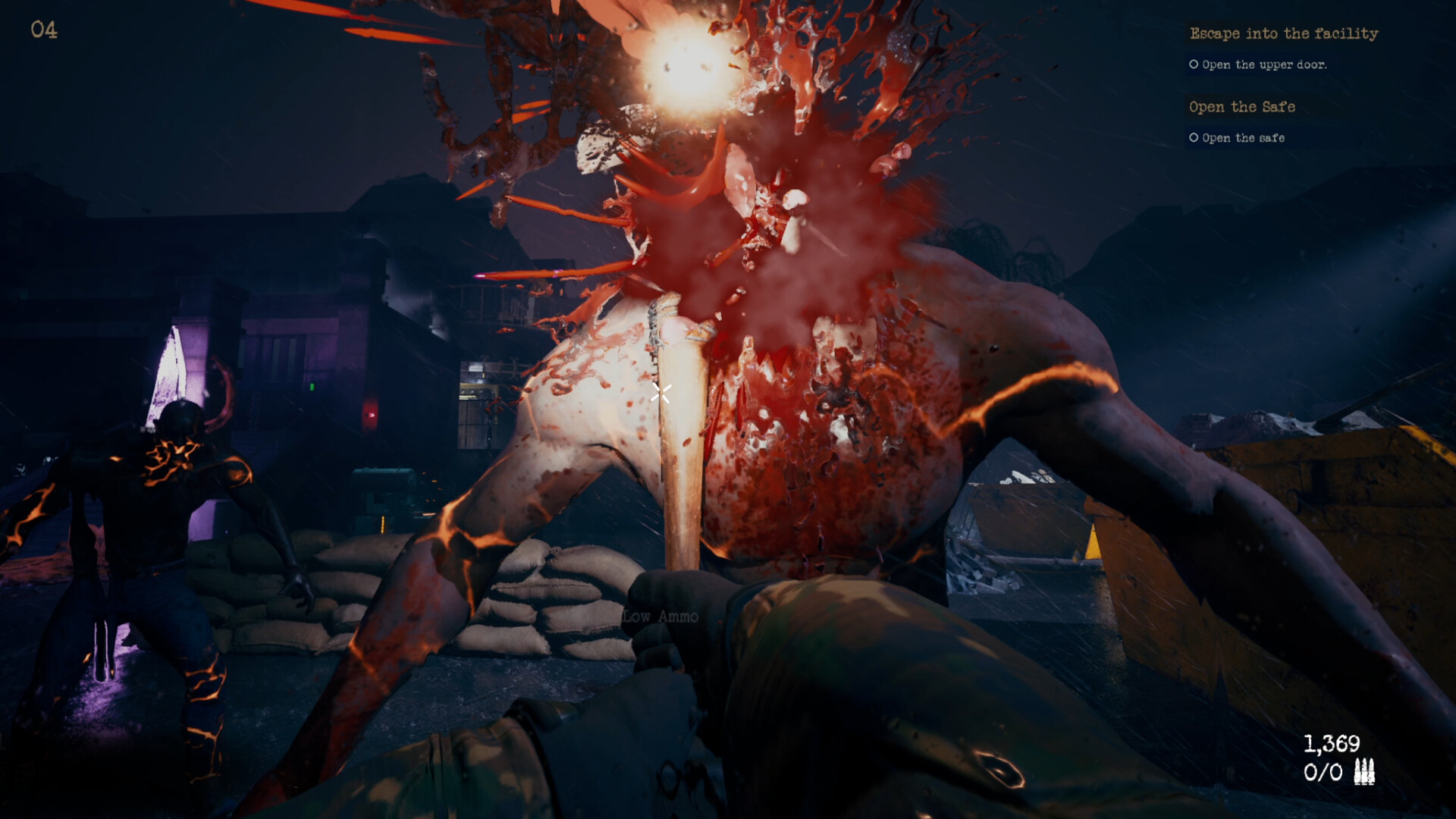 玩家手持武器，準備迎戰從黑暗中湧出的恐怖生物。