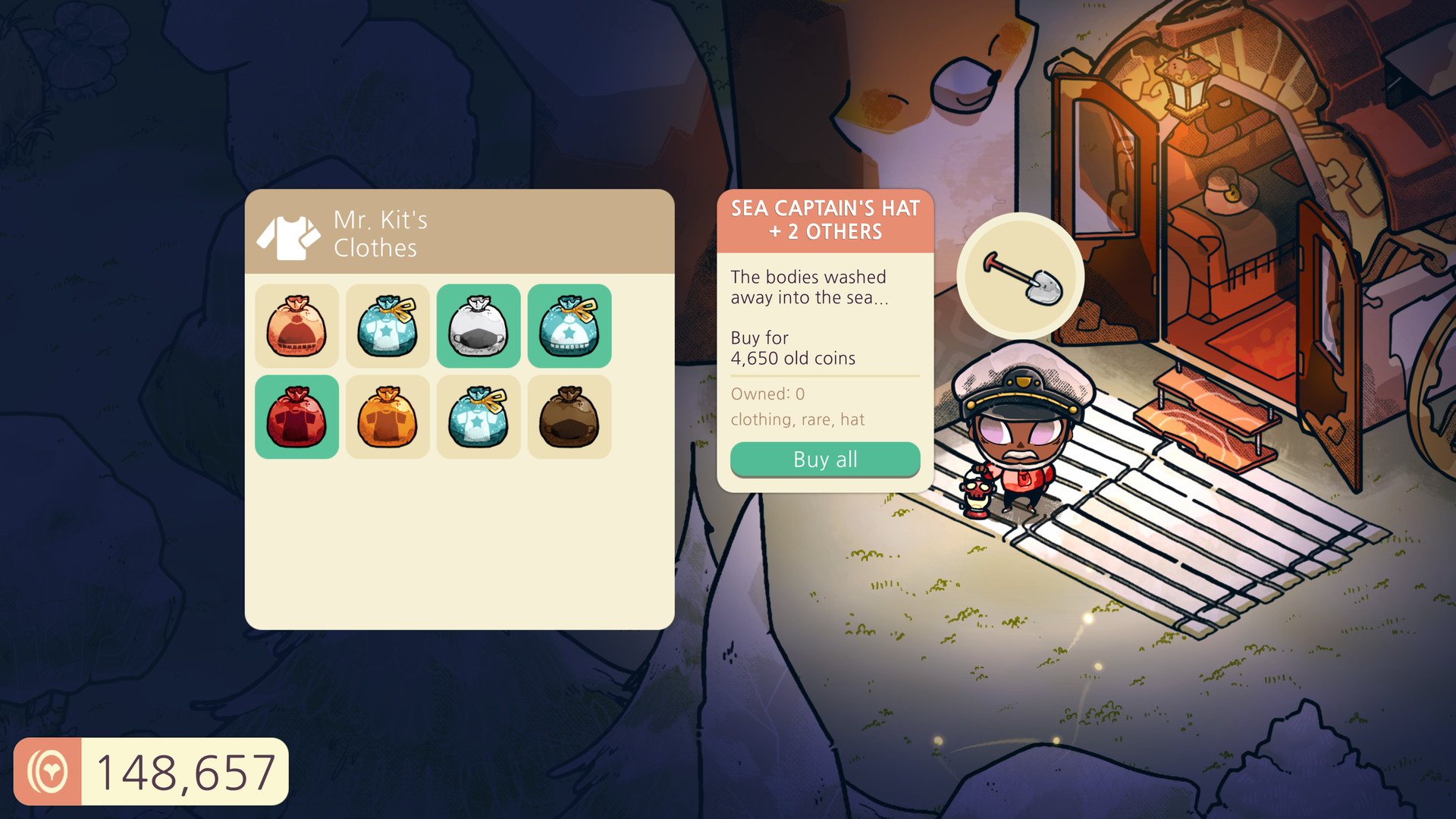 Cozy Grove 遊戲中的釣魚場景