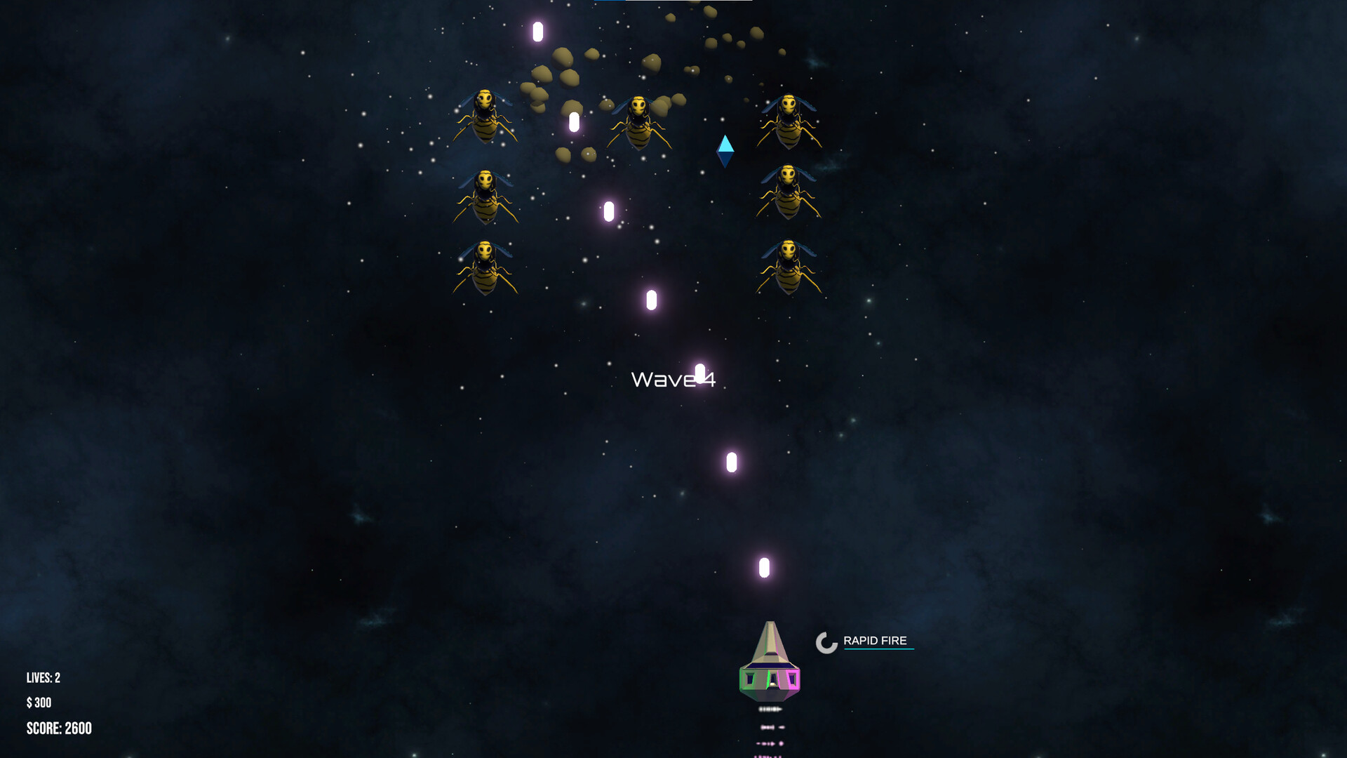 玩家駕駛飛船穿越隕石帶