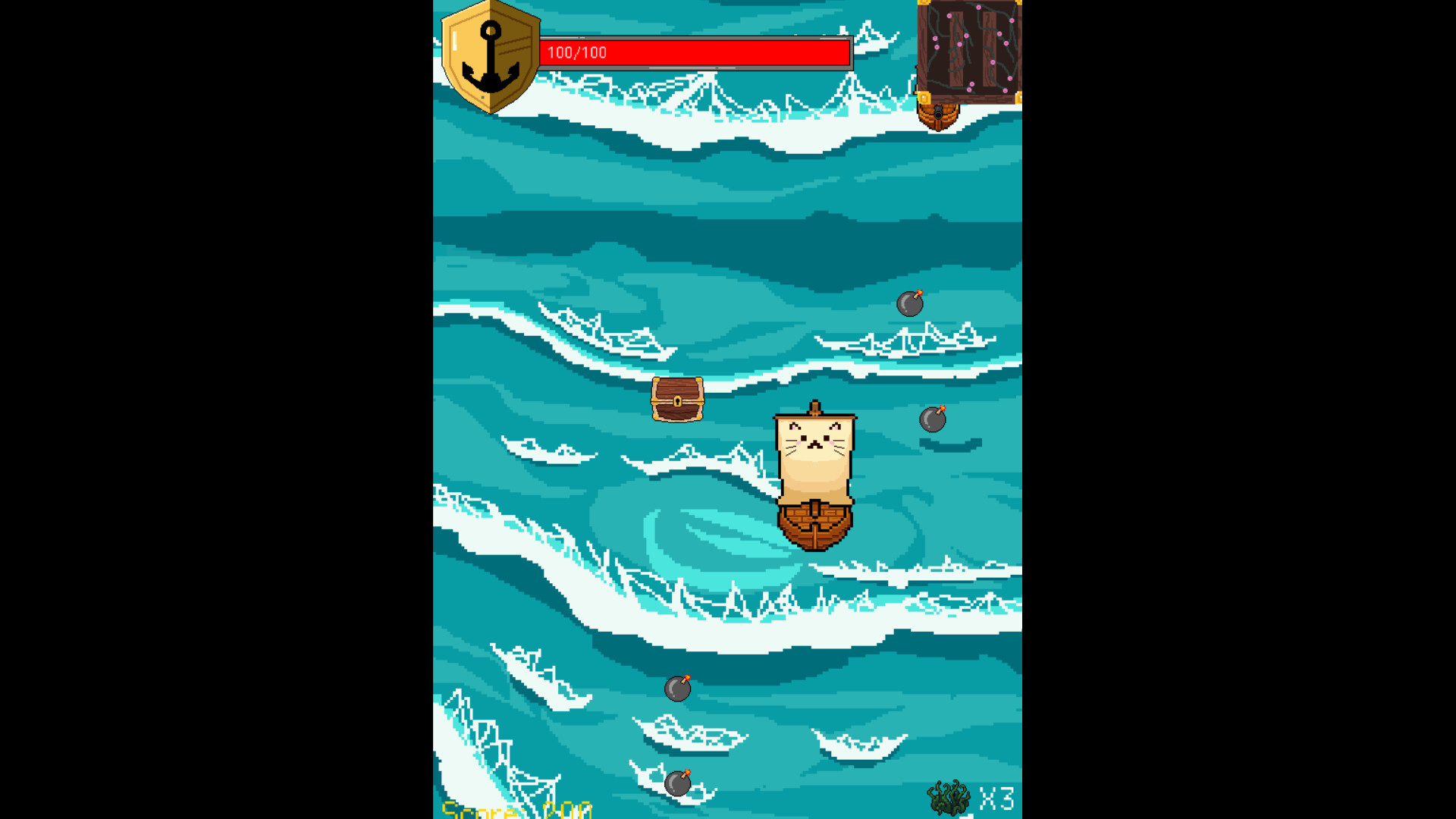 遊戲UI顯示生命值與分數