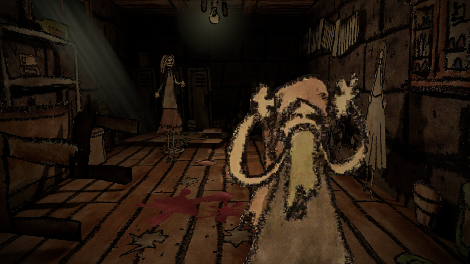 遊戲中調查員與女孩對話的場景