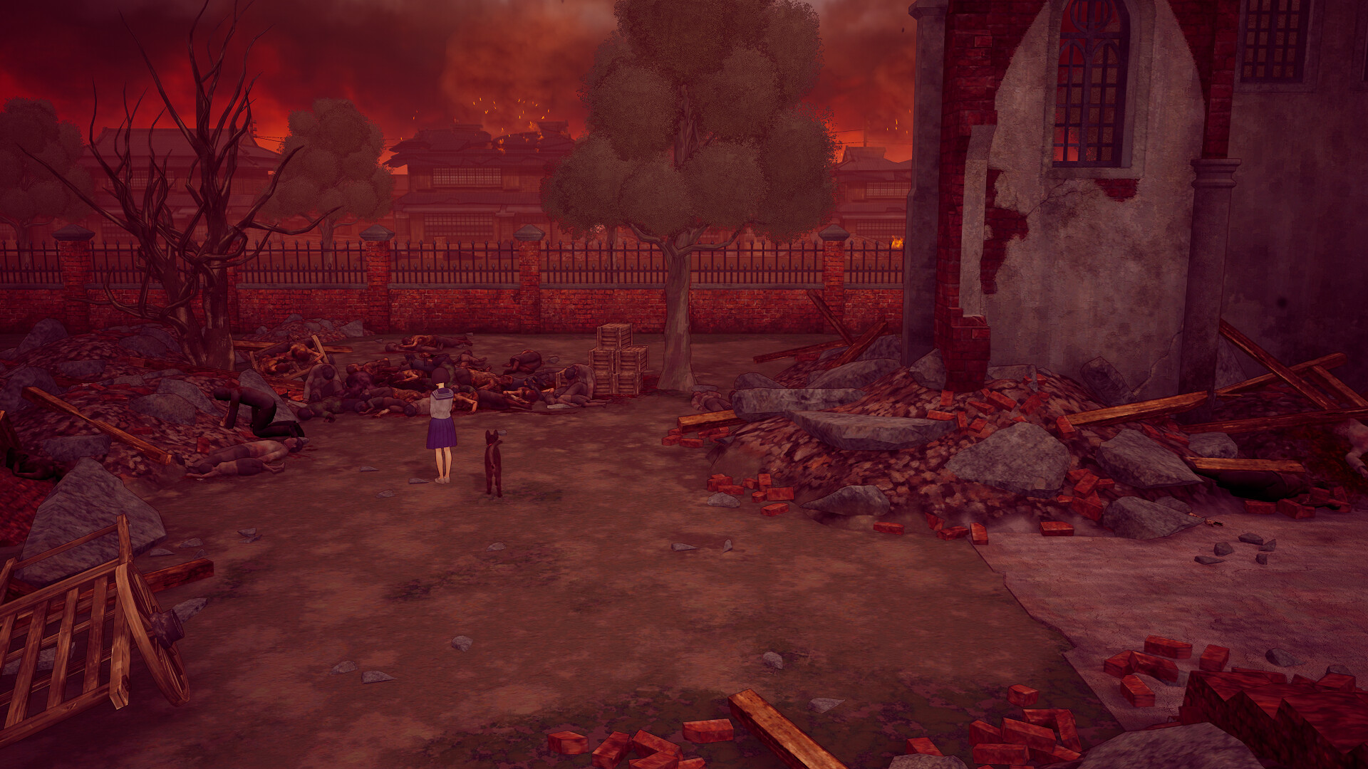 遊戲中躲避空襲的緊張場景