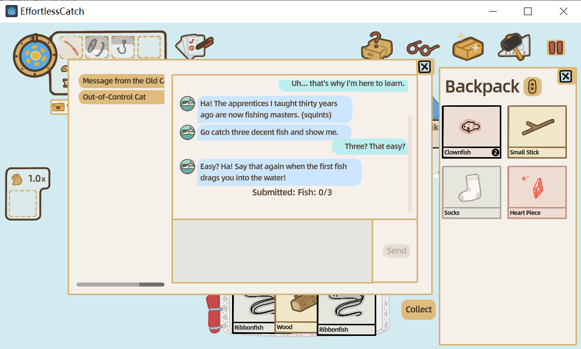 展示不同魚種卡牌的介面