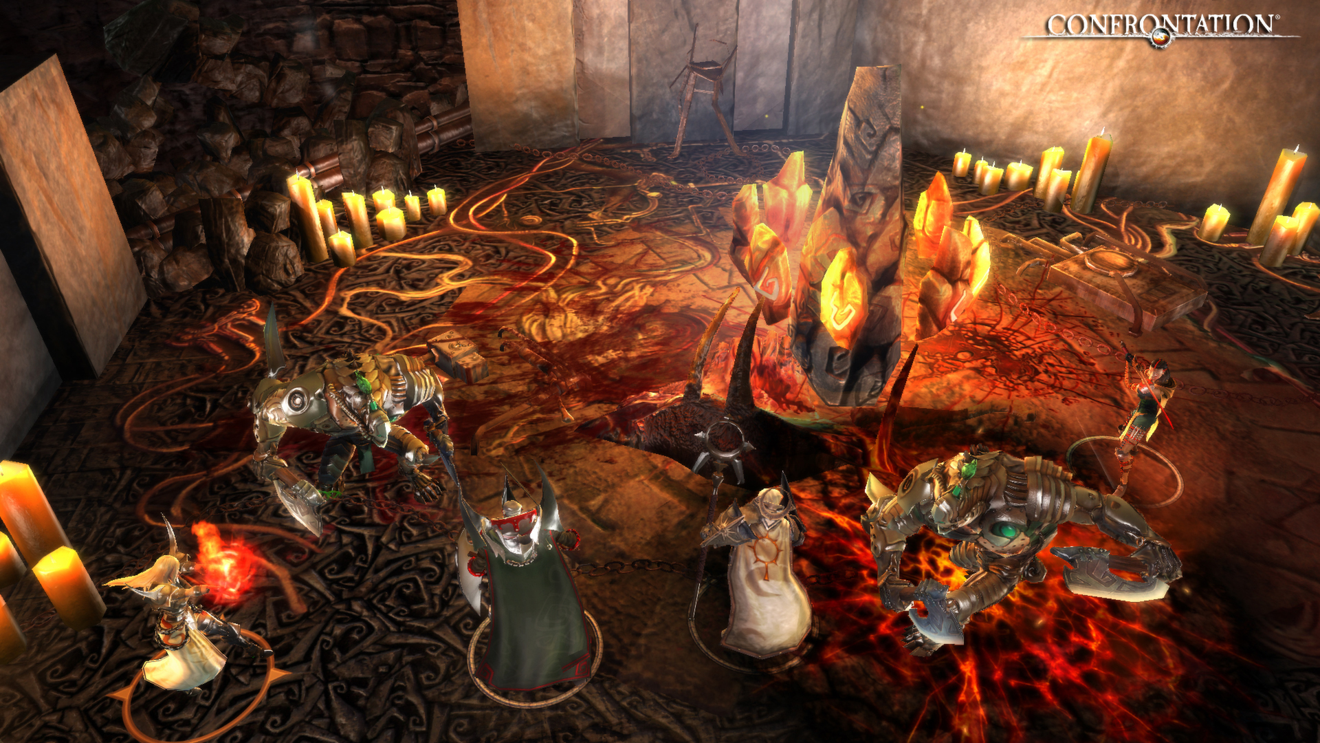 小隊成員與巨大的敵人對峙