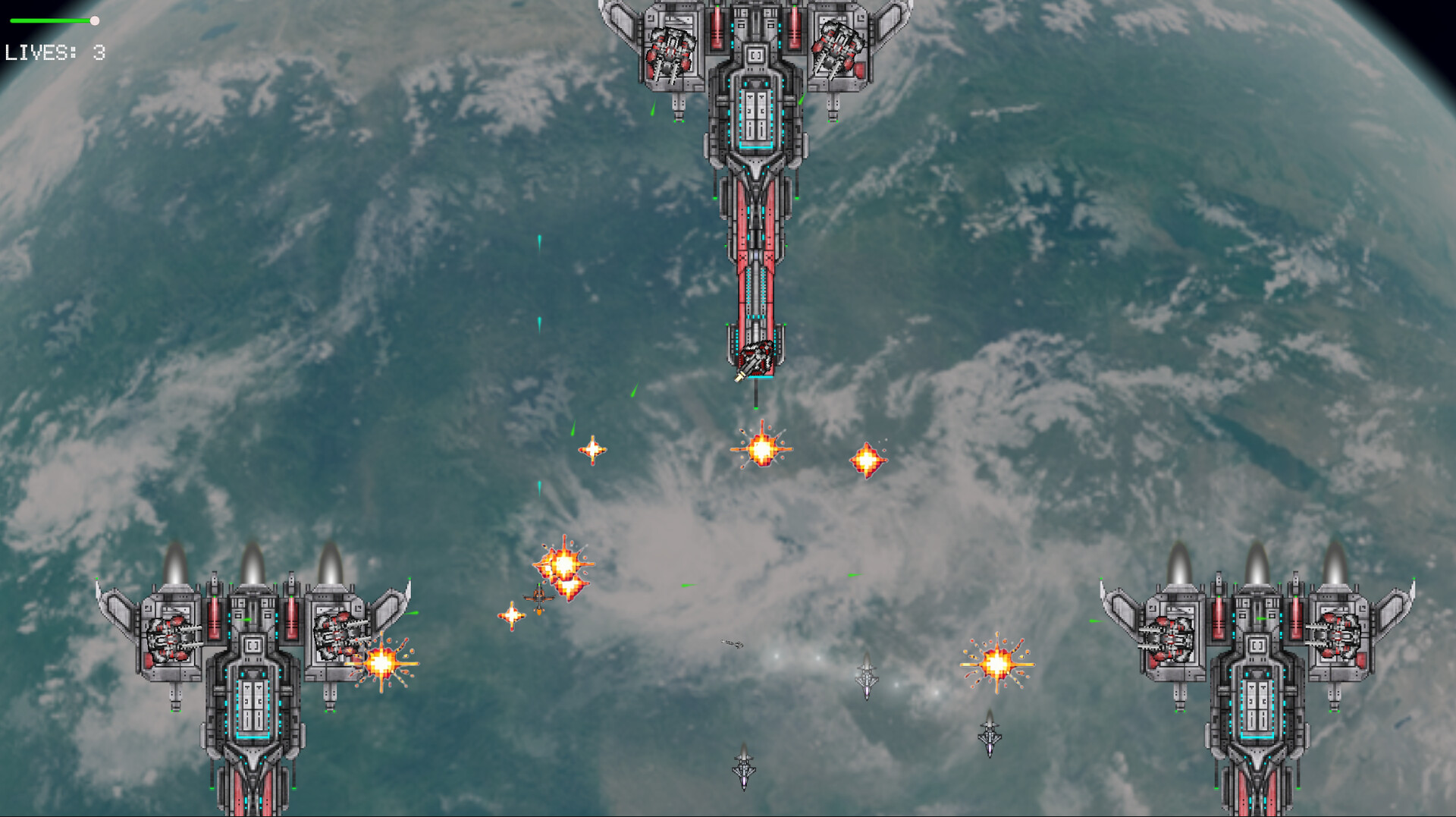 玩家在充滿隕石的宇宙空間中戰鬥