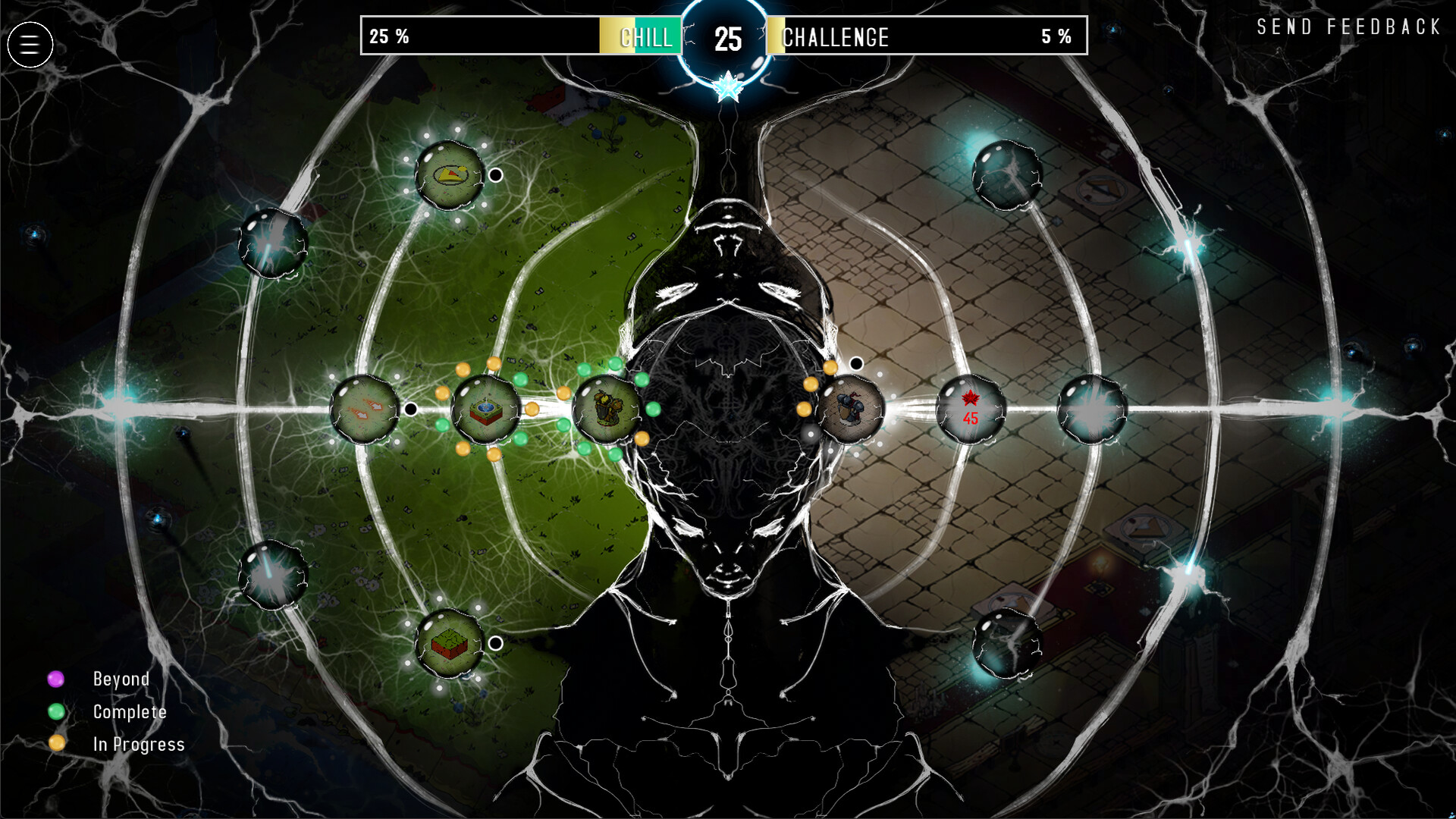 遊戲中，玩家需要在一個寧靜的、類似花園的網格上放置各種障礙物，以引導一個發光的球體遠離黑暗實體。