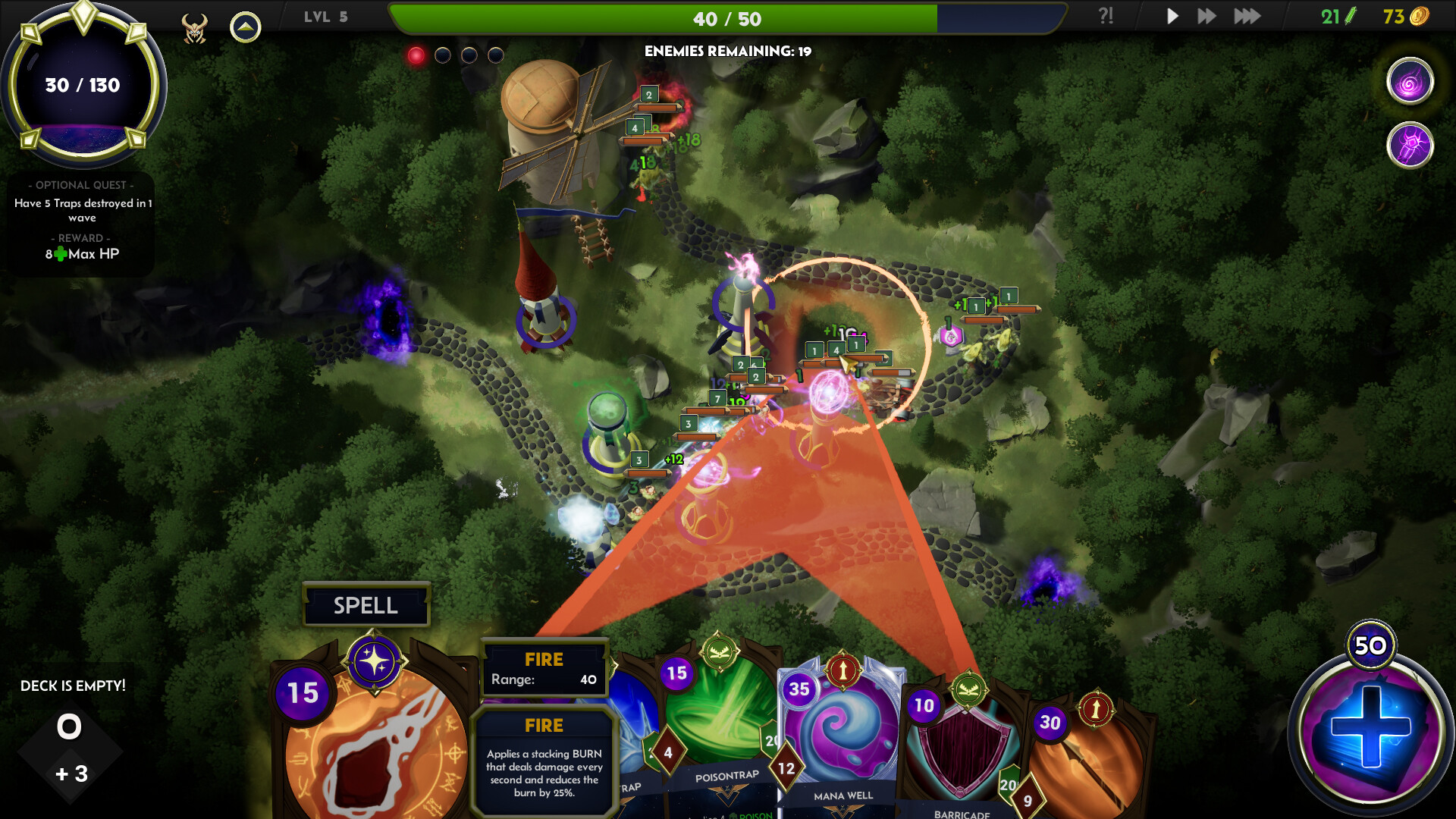 遊戲中玩家可以從三張卡牌中選擇一張加入牌組