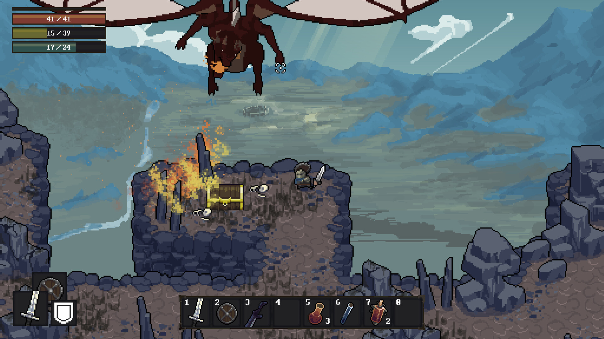 蒼白硬幣遊戲場景，展現了像素風格的奇幻世界。