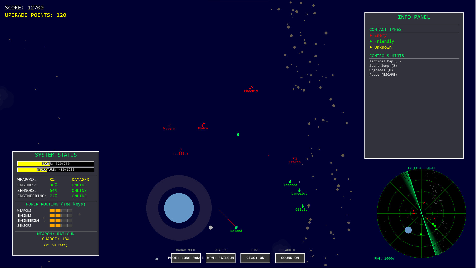 玩家飛船正在閃避敵人的攻擊