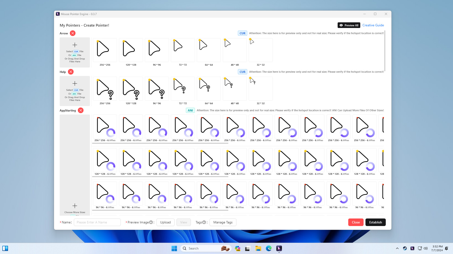 使用者可以輕鬆管理與切換已訂閱的滑鼠指標