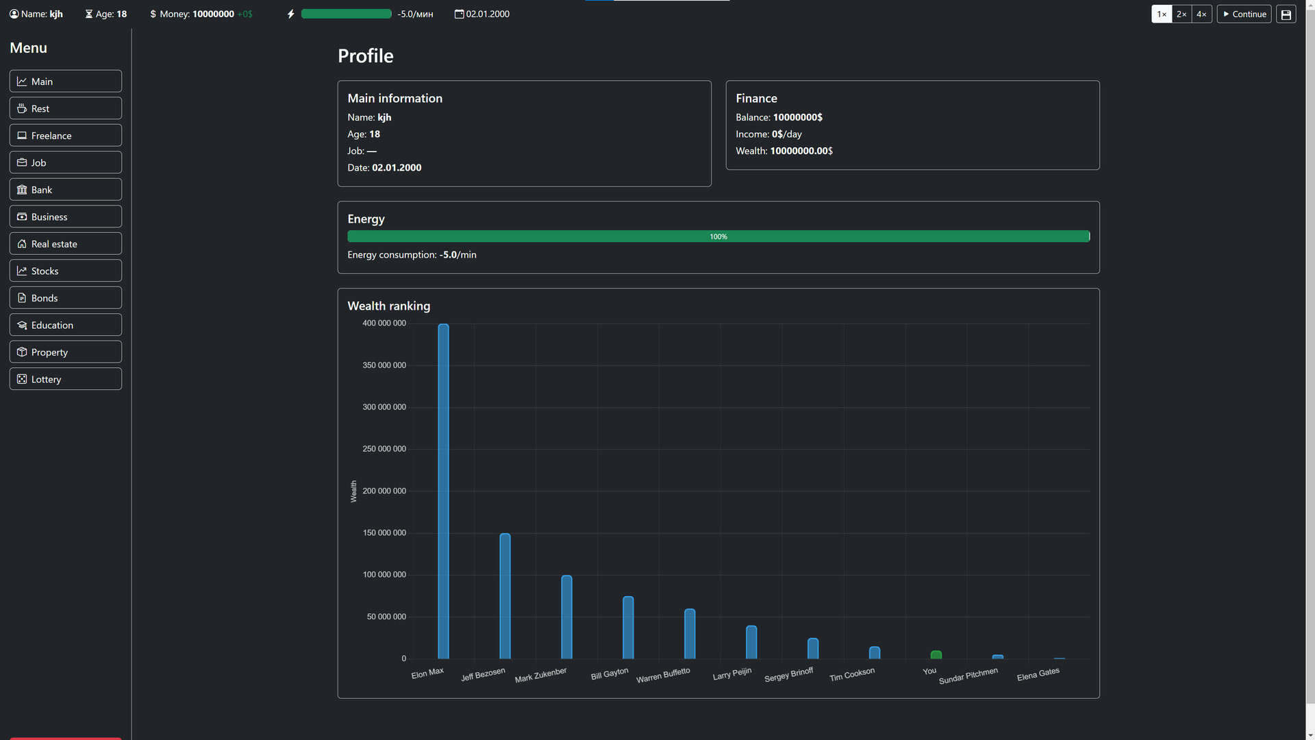 遊戲中的商業投資畫面