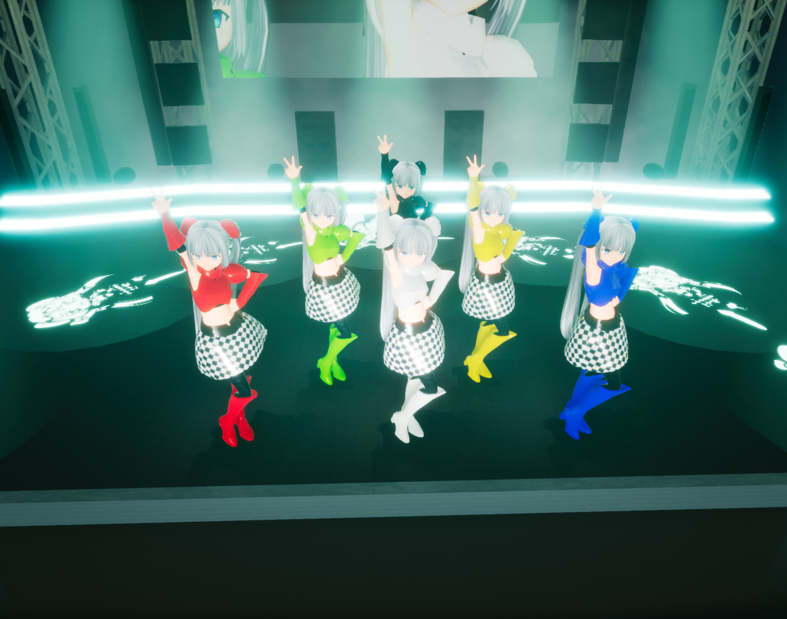 SHOWMAKER 中多位偶像角色同台演出的畫面