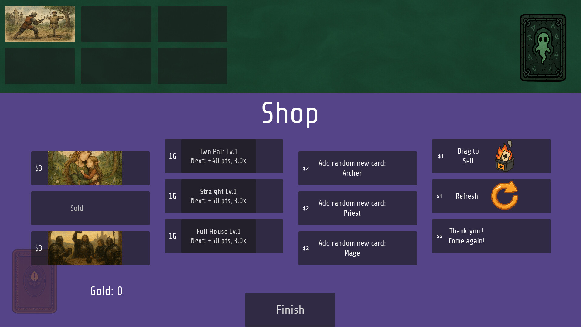 Beanventures! 遊戲中的卡牌戰鬥畫面