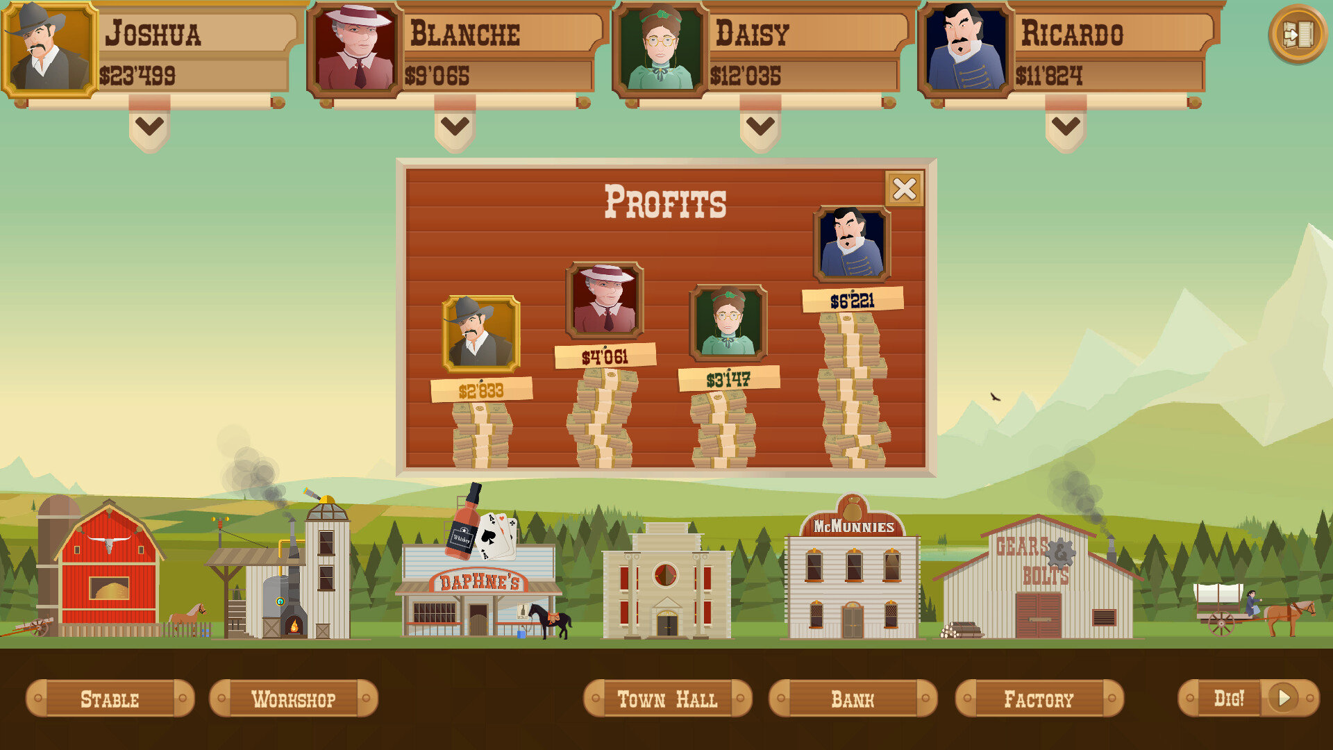 玩家們在土地上競爭開採石油。