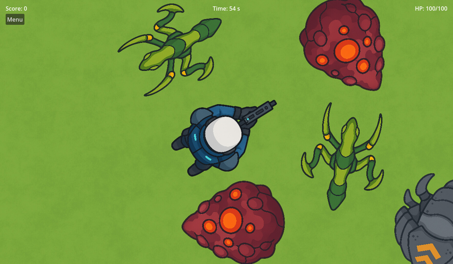 遊戲中玩家需面對大量敵人，畫面清晰易辨。