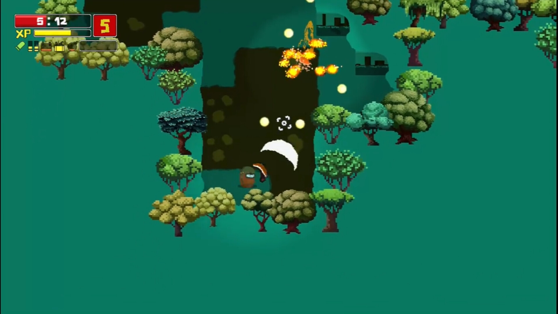 遊戲中充滿卡通風格的爆炸與戰鬥特效。