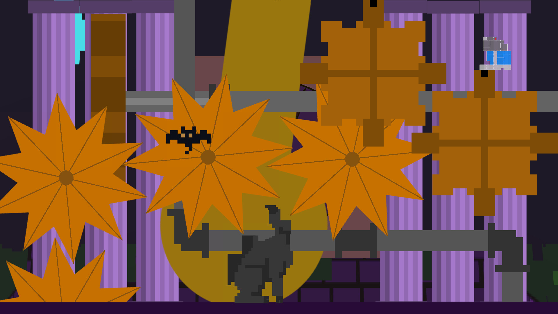 主角在一個洞穴場景中進行平台跳躍探索