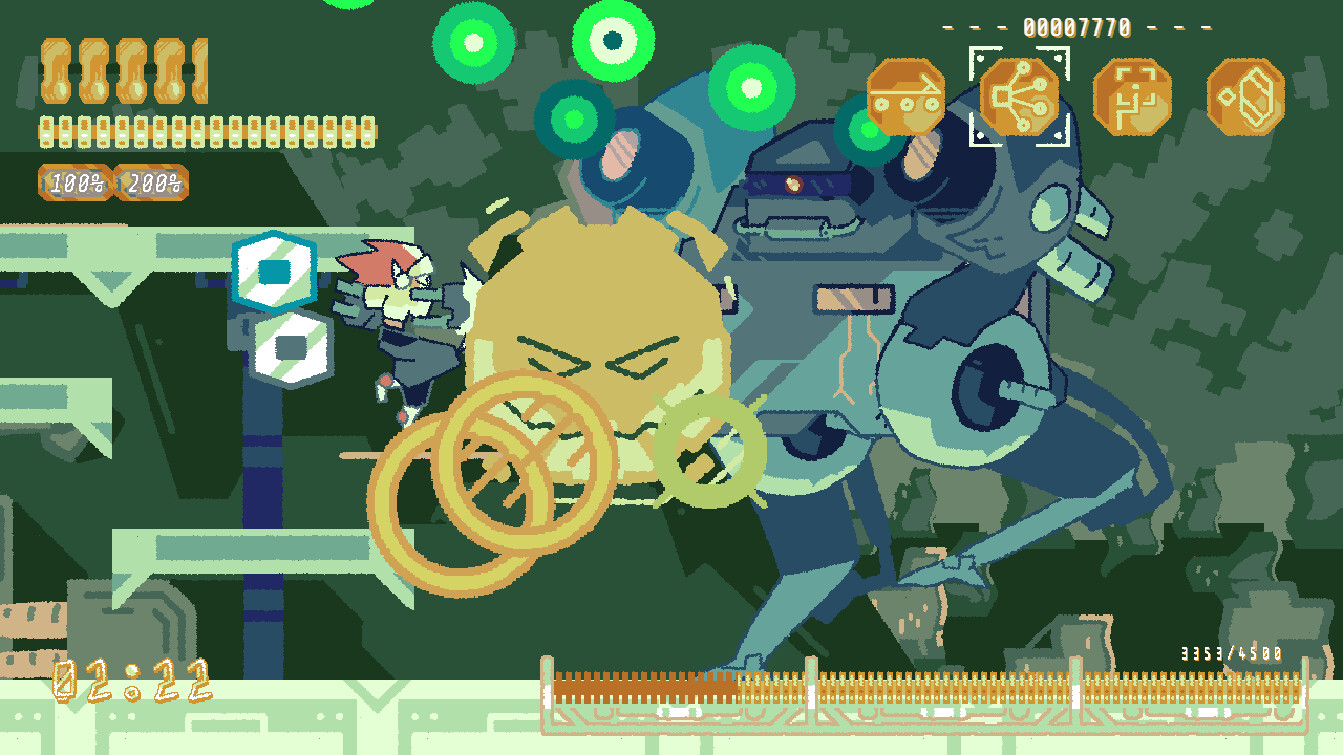 與巨大機械頭目對戰的場景