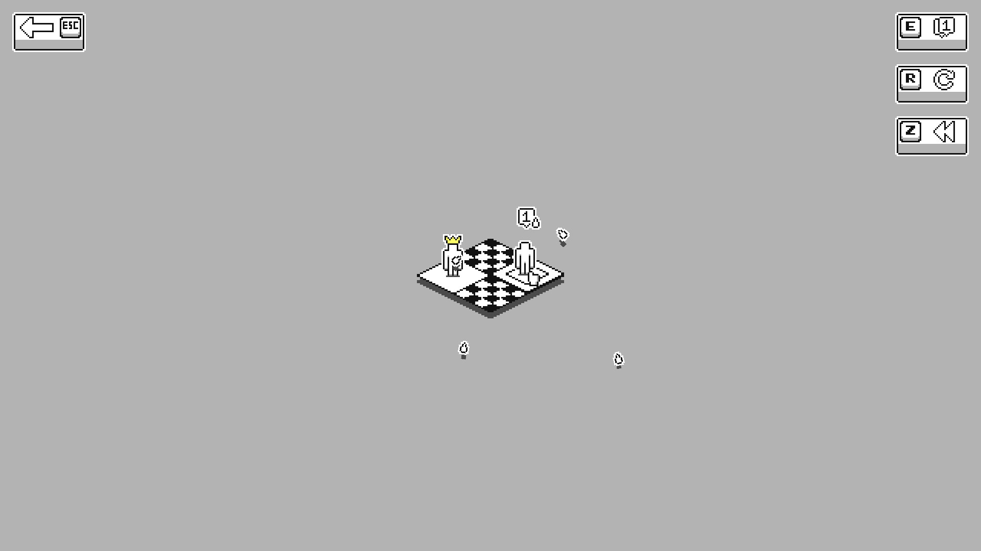 PANIK 遊戲畫面截圖,展示了等角視角的像素風格關卡。