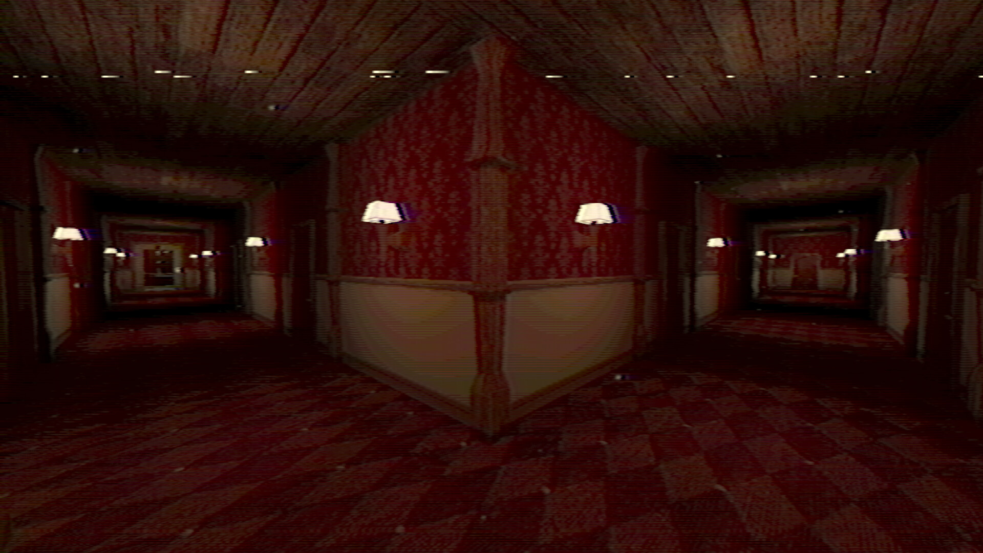 玩家使用手電筒照亮黑暗的走廊