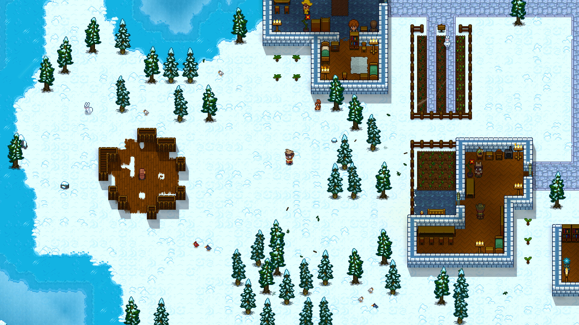 玩家騎著鴕鳥在雪地中探索