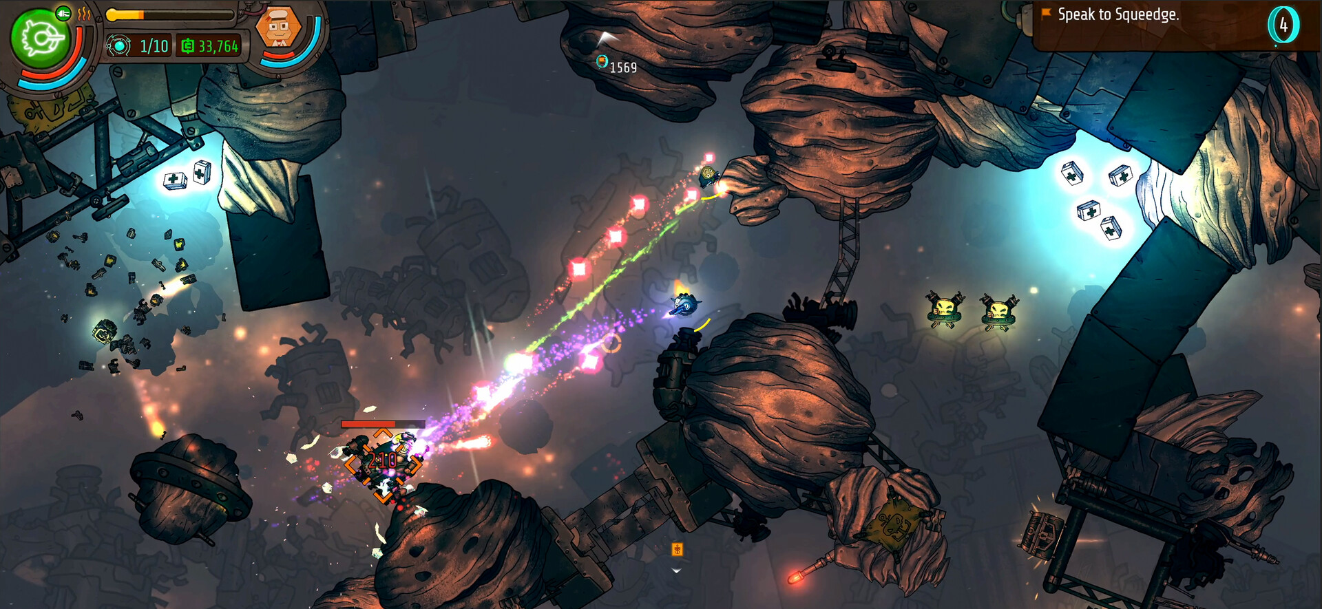 遊戲中的對話場景，展現了獨特的手繪角色設計