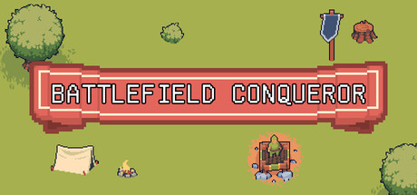 《戰場征服者》的遊戲主視覺圖,展現了主角與史萊姆大軍對峙的場景。