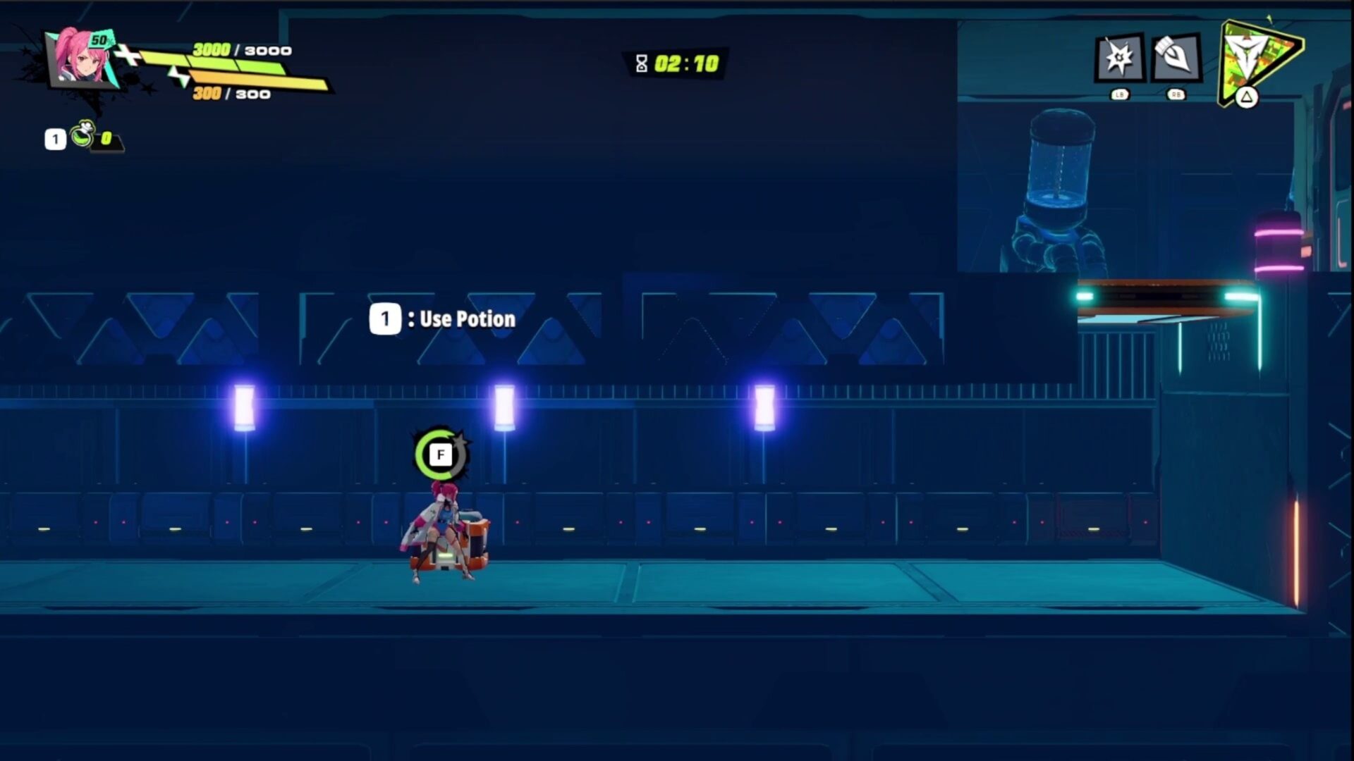 玩家角色在複雜的平台間跳躍，展現了遊戲的動作性。